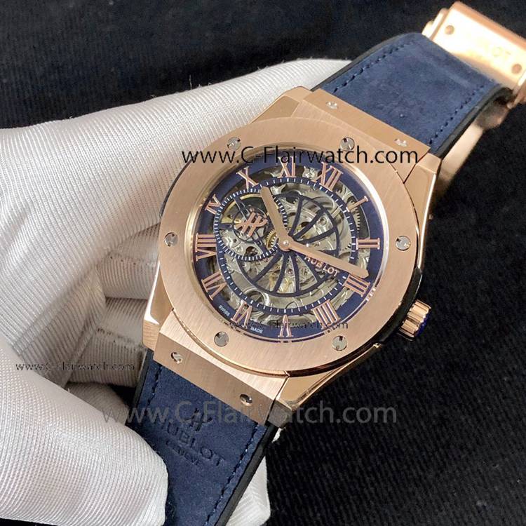 Best Copy Hublot Classic Fusion Skeleton Rose Gold Watch